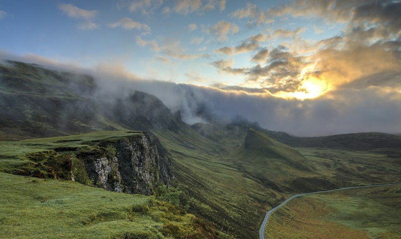 Misty mountain sunrise expedition